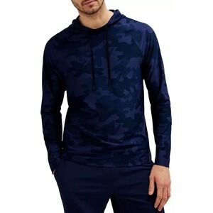 Rhone Reign Hoodie Mens Large Navy Blue Camo Performance Training Long Sleeve